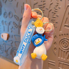 Cartoon Crooked Duck Shark Head Keychain Funny Duck Doll Bag Pendant