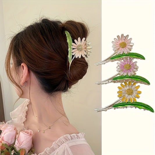 Enamel Painted Flower Hair Claw Shark Claw Large Hair Accessories