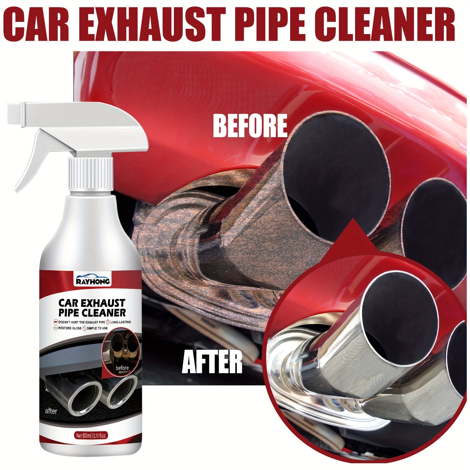 Car Exhaust Pipe Cleaner 60ml - Carbon Rust Smoke Removal