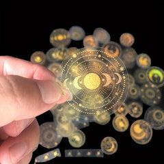 20pcs Waterproof Geometric Moon Sun Lace Stickers for Diary