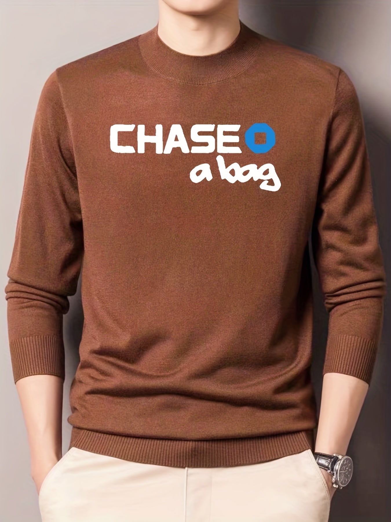Men's Knit Crew Neck Sweater for Fall Winter