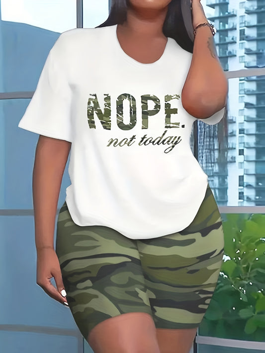  Camo Print Top & Shorts Set
