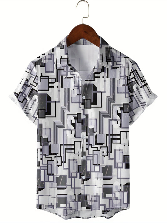 Men's Geometric Pattern Camp Collar Hawaiian Shirt