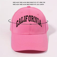 CALIFORNIA Pink Embroidery Baseball Cap Lightweight Adjustable
