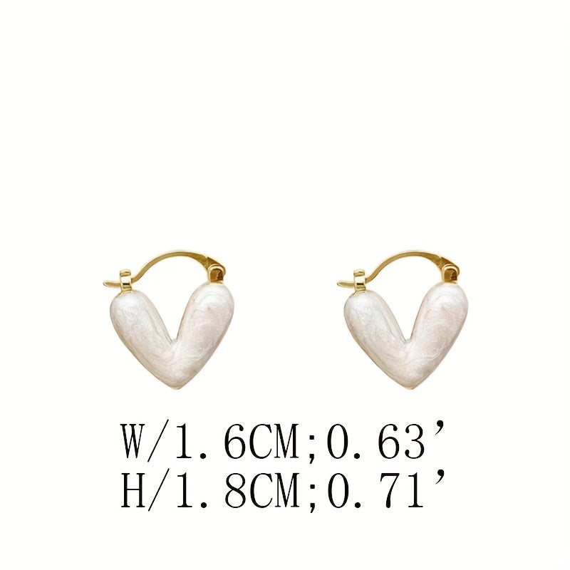 Heart Shape Gem Hoop Earrings 14K Plated Alloy Jewelry Gift