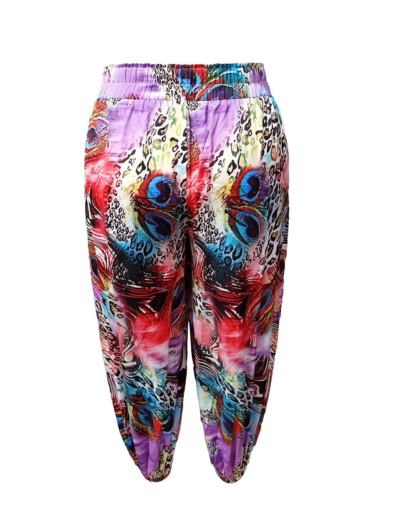  Boho Pants Women's Plus Allover Print Lantern Trousers