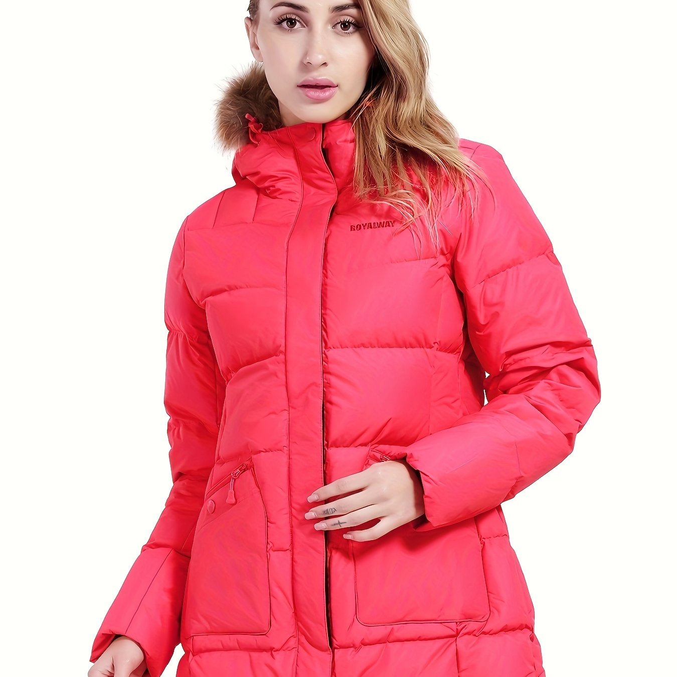 Women's Hooded Puffer Down Jacket Lightweight Full Zip Thermal Outwear