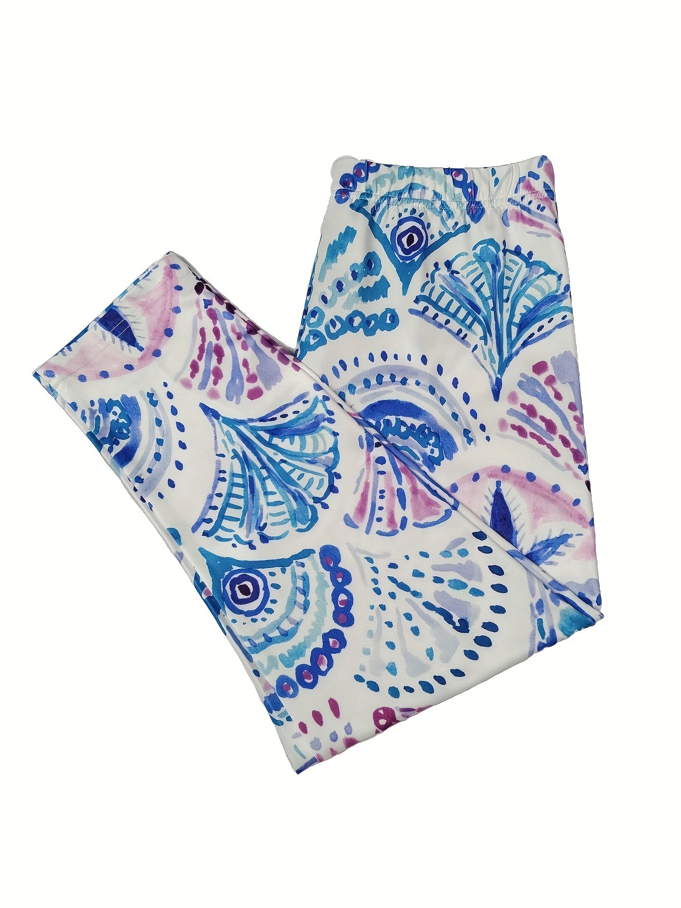 Women's All Over Print Capris Leggings High Waist Elastic Leggings