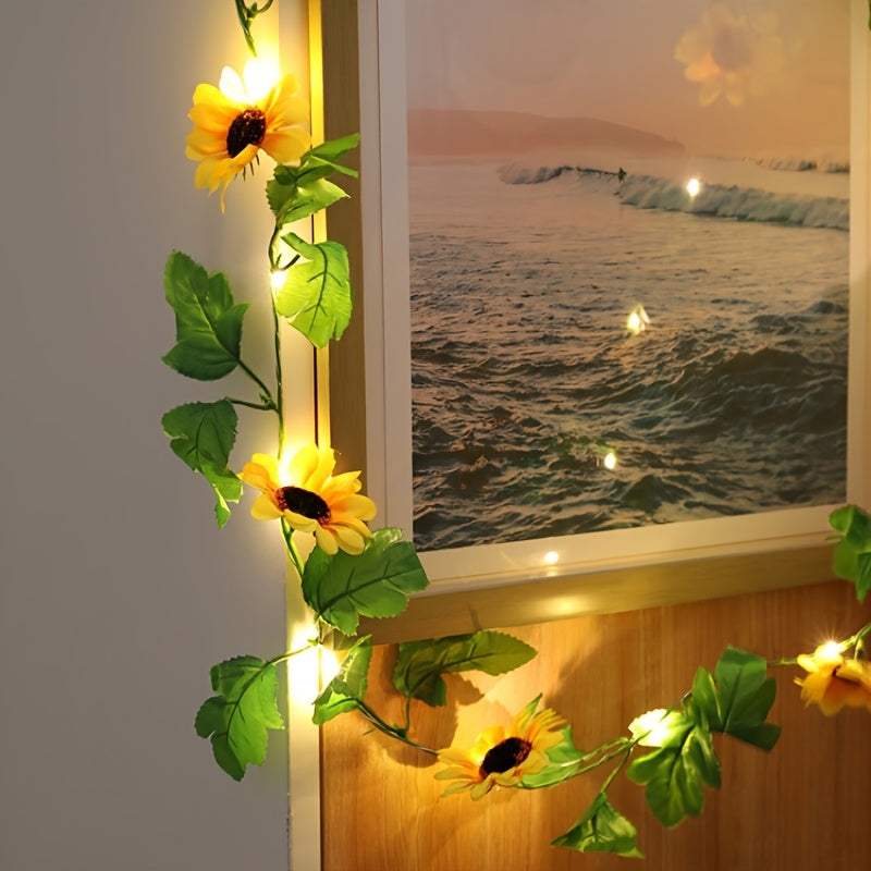20 LED Sunflower String Lights 6 6FT Garland Flower Fairy Lights Bedroom Wedding