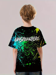 Paint Splash Pattern Kid's T-Shirt UNSPEAKABLE Print Casual Short Sleeve Top