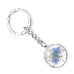 Irregular Dried Flower Keychains Women Bag Pendant Keyrings Car Keyholder