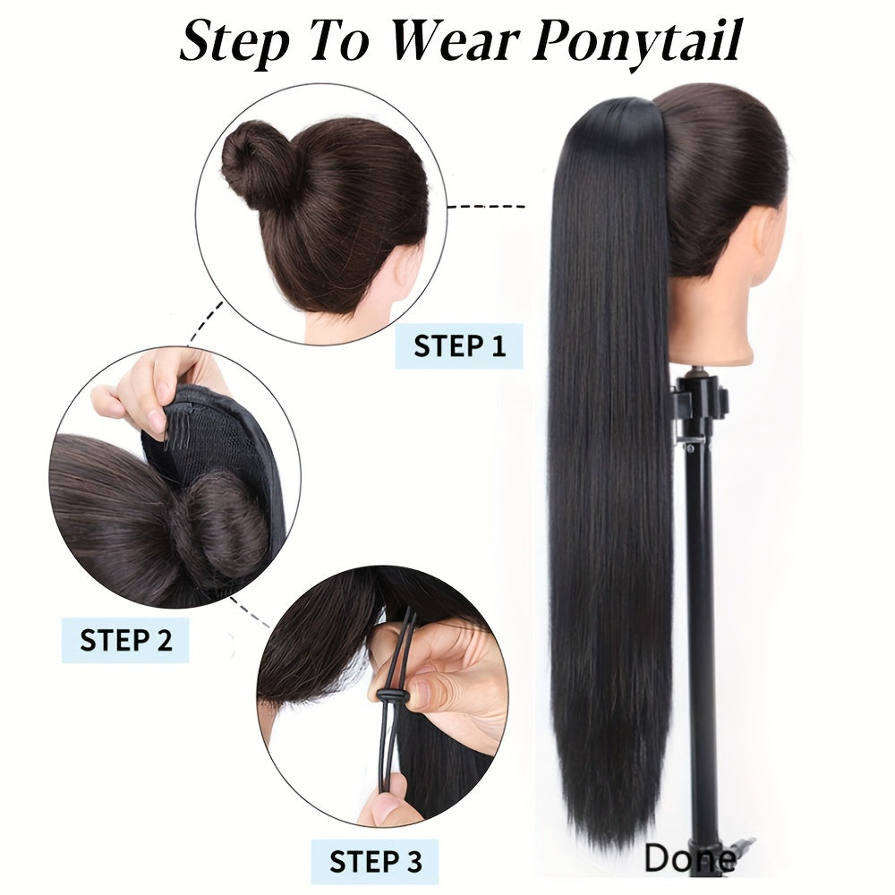 76 2 Cm Ombre Blonde Straight Ponytail Extensions Drawstring Hair Piece