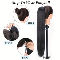 76 2 Cm Ombre Blonde Straight Ponytail Extensions Drawstring Hair Piece