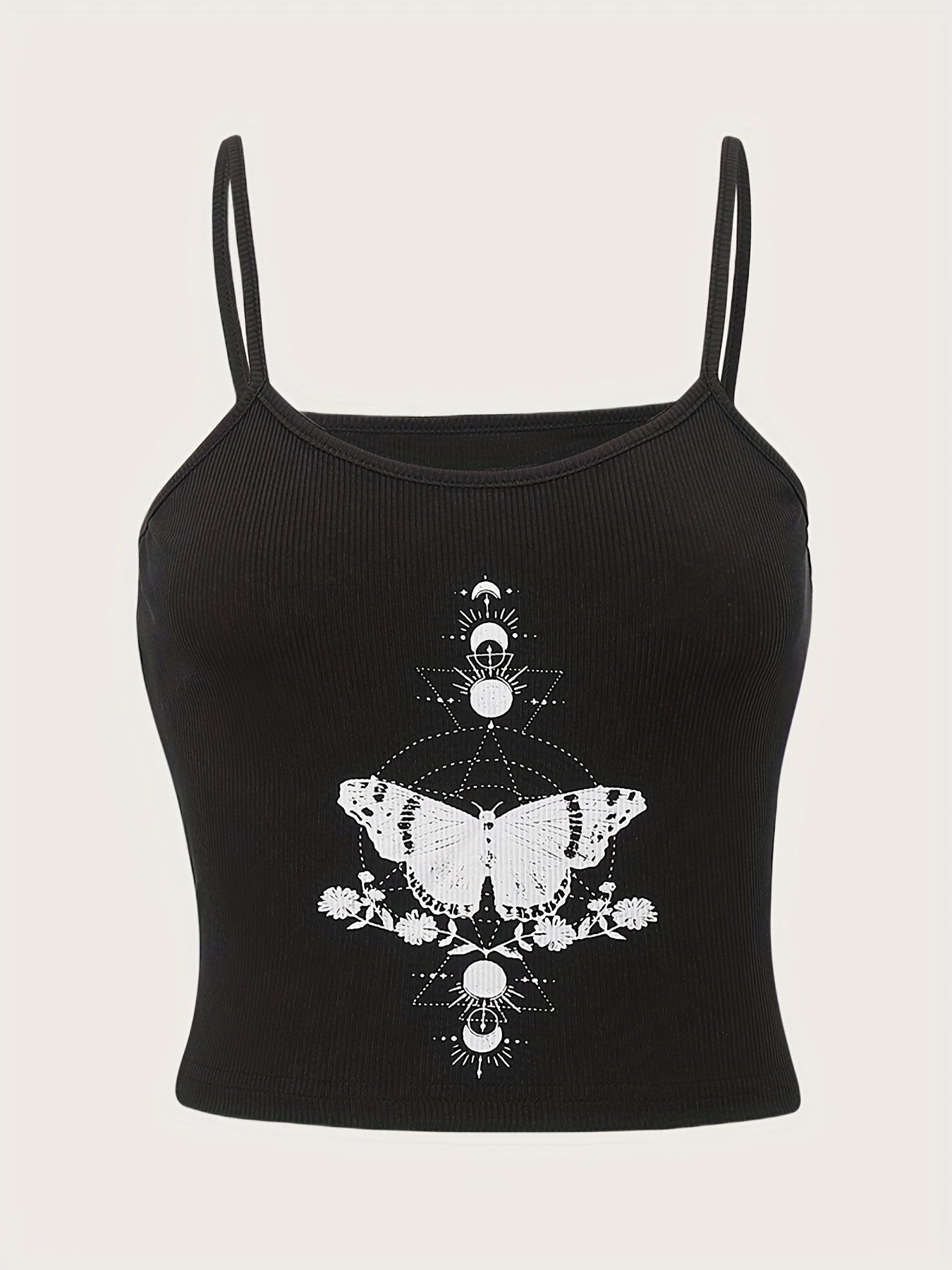 Y2K Grunge Butterfly Print Spaghetti Strap Top