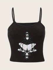 Y2K Grunge Butterfly Print Spaghetti Strap Top