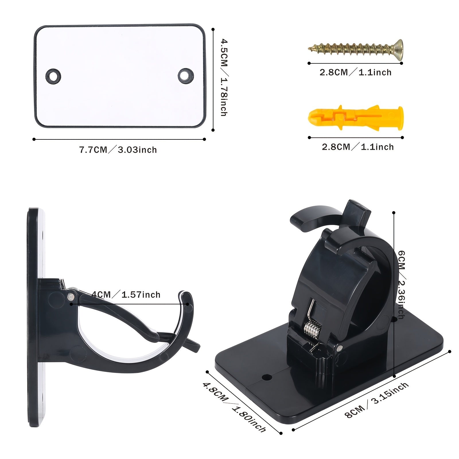 4pcs Adhesive Curtain Pole Brackets for Poles < 40mm, No Drill Curt