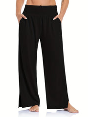  Sporty Pants Women's Plus Solid High Waist Adjustable Tie Knots Pocket