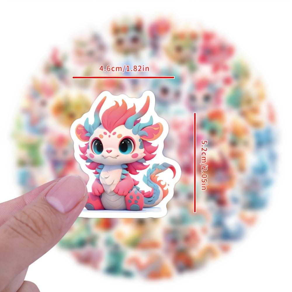 60pcs Dragon Vinyl Sticker Pack in Mixed Colors