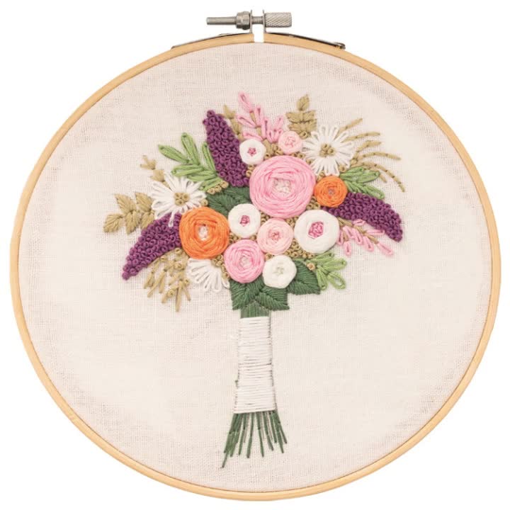Flower Pattern Embroidery Kit for Beginners with Instructions