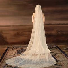 Leaf Lace Long Bridal Veil for Weddings