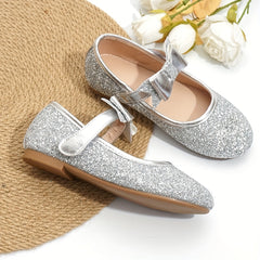 Sequin Bowknot Ballet Shoes For Girls Lightweight Non slip Dress Shoes
