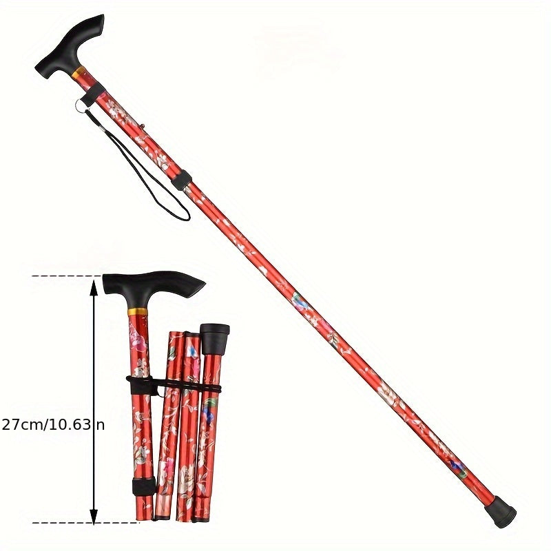 Folding Telescopic Aluminum Climbing Stick Five Section Outdoor Hiking Cane