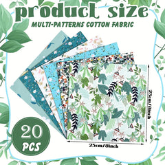 20pcs 25.4 X 25.4 cm Floral Quilt Cotton Fabric Square Patchwork Fabrics