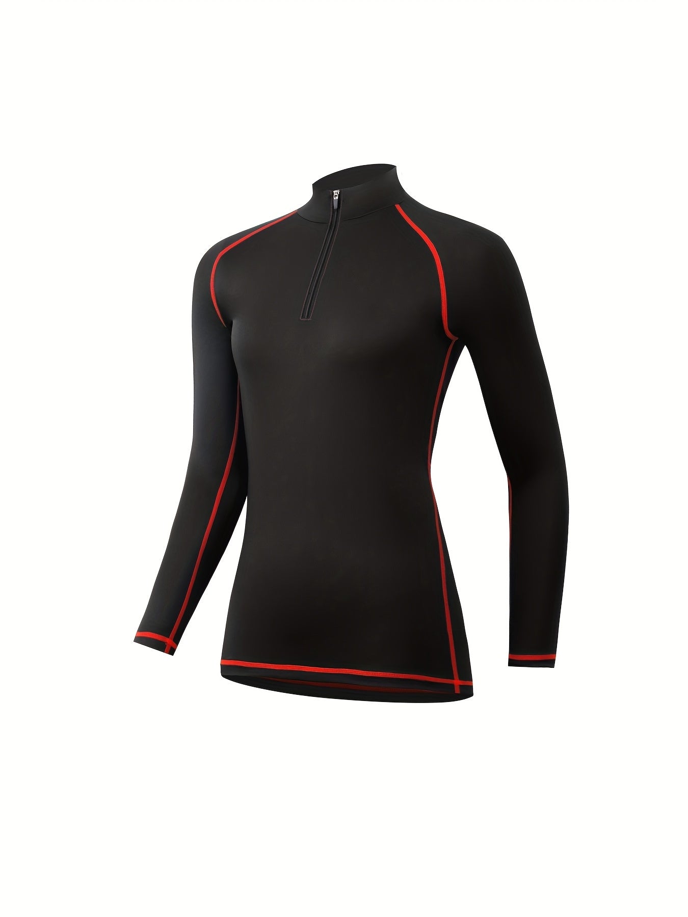 Quick Dry Long Sleeve Zip High Neck Sports Running T-Shirt