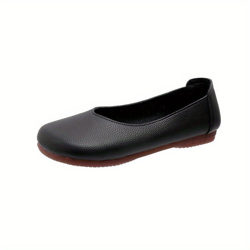 Women's Classic Flat Shoes Faux Leather Slip On Lightweight & Comfortable