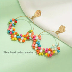 Bohemian Hoop Earrings Beaded O Shape
