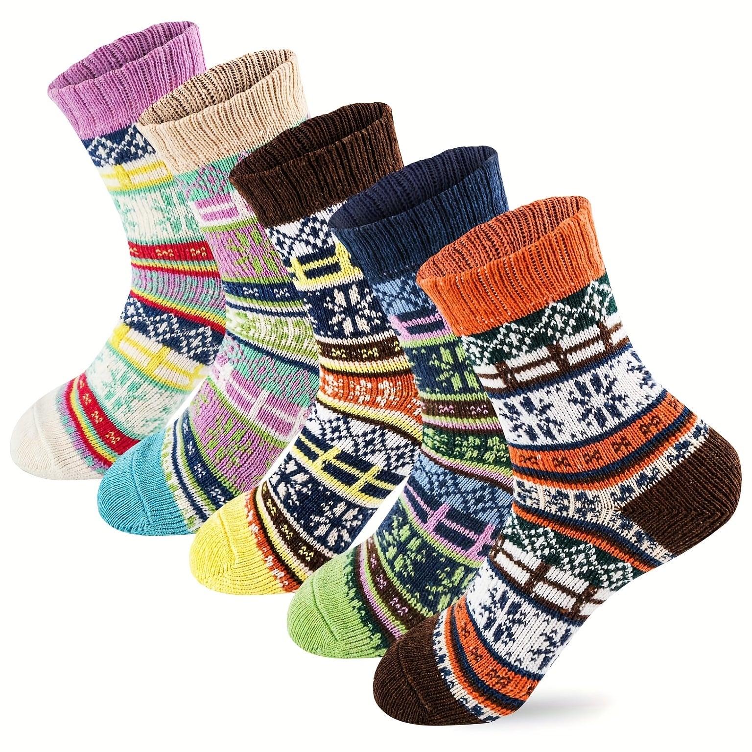 Boho Winter Warm Socks for Men & Women Christmas Retro Stretchy Socks