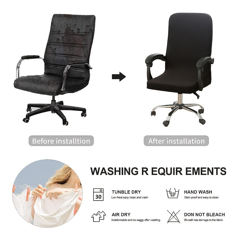 Stretch Office Computer Chair Seat Covers, Washable, Removable Slipcovers