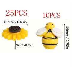 Resin Flower & Bee Push Pins Set for Bulletin Board & Wall Decor