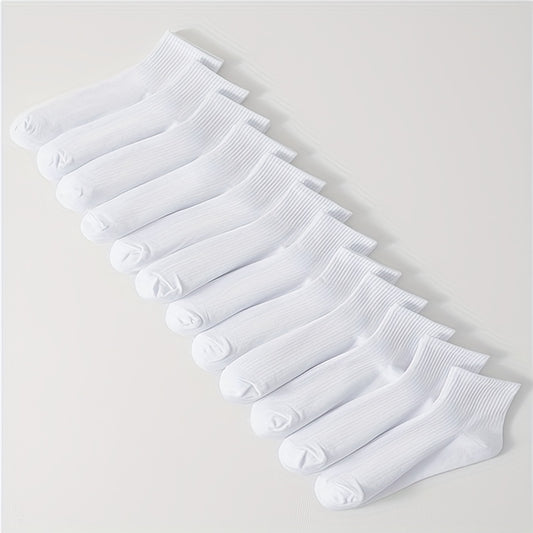12 Pairs Solid Socks Women's Comfy & Breathable Stockings All match Hosiery