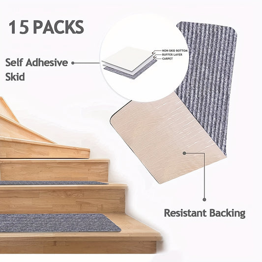 15pcs Non Slip Carpet Stair Treads Safety Rug Indoor Run