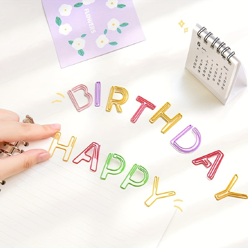 26pcs Alphabets Shaped Paper Clip for Desk Organizers