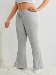  Women's Solid Flared Leg High Rise Trousers