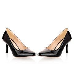 Women's Pointed Toe High Heels Patent Leather Slip On Pumps
