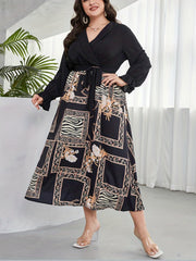  Colorblock Maxi Dress with Flounce Sleeves