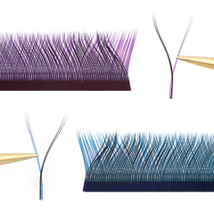 Purple YY Shape Volume Lashes 10-14mm Eyelash Extensions for Natural Look