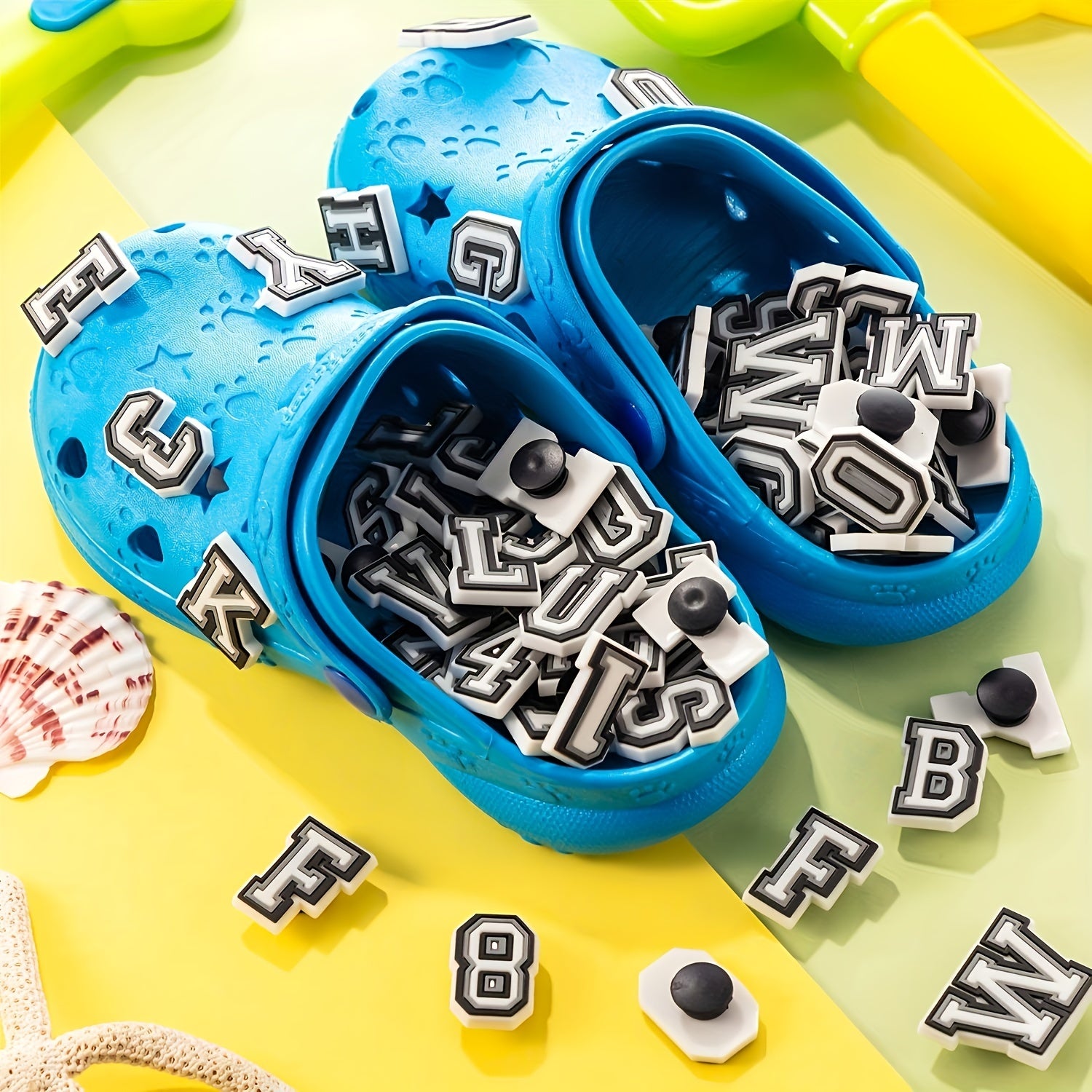 74 Pcs A-Z & 0-9 Shoe Charms For Clogs Sandals DIY Shoe Decoration
