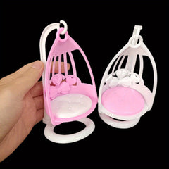 Mini Dollhouse Cradle with Bow Pattern Lightweight Unique Random Options