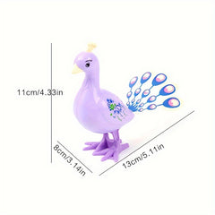Whimsy Peacock Jumping Toy Wind Up Figurine Festive Play Gift