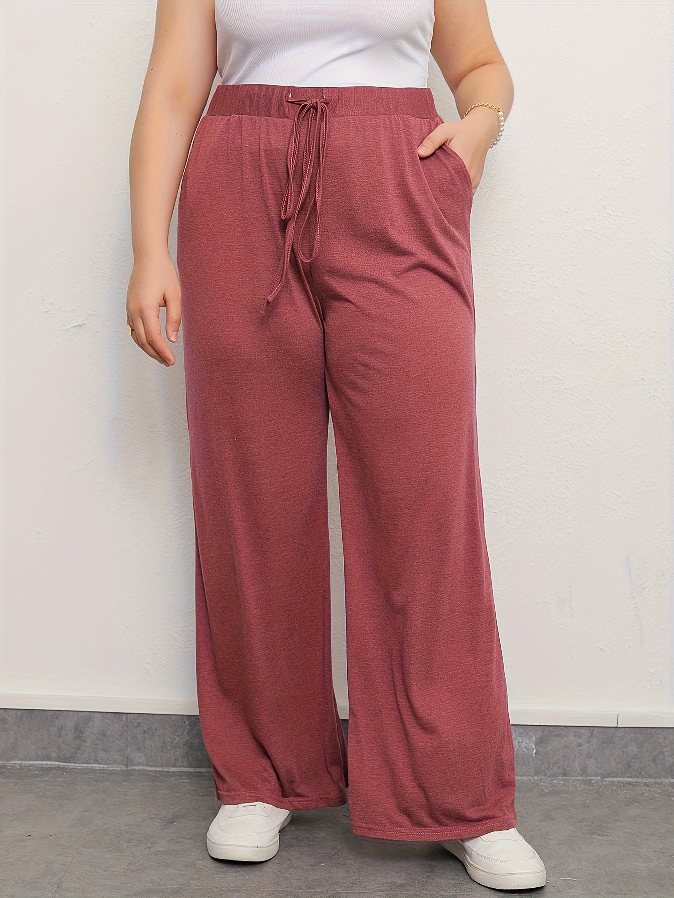  Drawstring High Rise Wide Leg Trousers