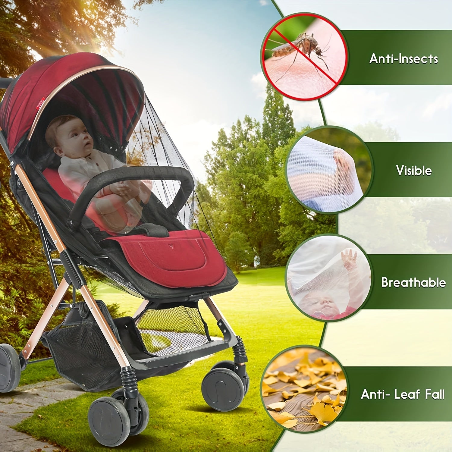 Breathable Mosquito Net for Strollers Bassinets Pack 'n Plays Car Seats