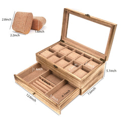 Emfogo 10 Slot Watch Case Wooden Organizer