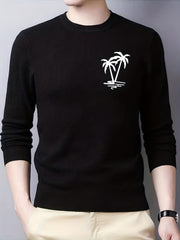 Coconut Palm Print Men's Knitted Sweater