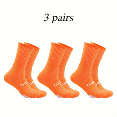 Men's Solid Woven Knit Breathable Crew Socks for Outdoor Activities