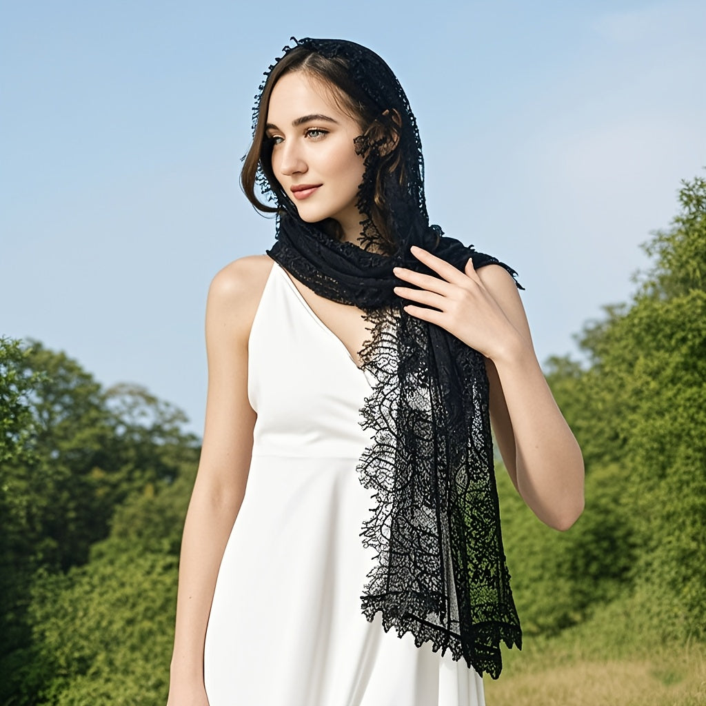 Romantic Lace Bridal Veil Headscarf for Brides
