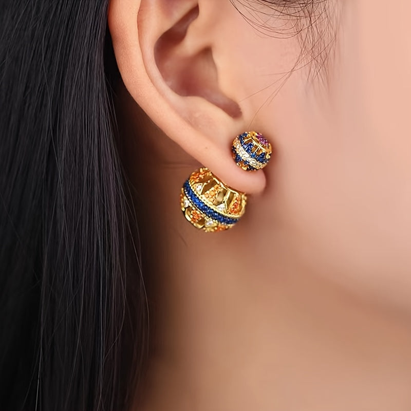 Colorful Zircon Ball Drop Dangle Earrings Female Accessories 1Pair
